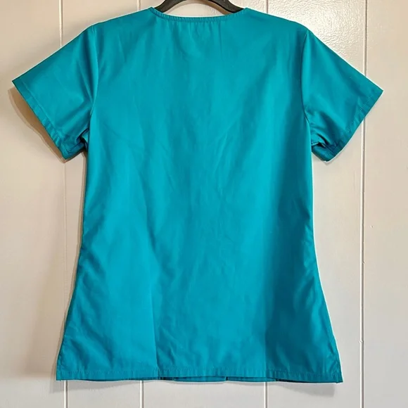 Code Happy Teal Scrubs Top XS - Picture 2 of 8